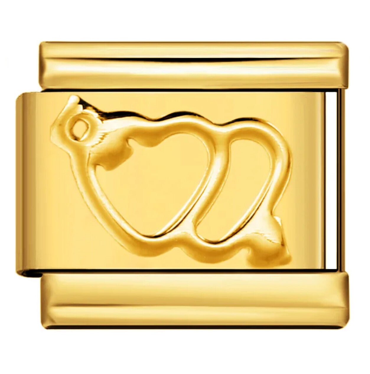 Gold stainless steel double heart charm