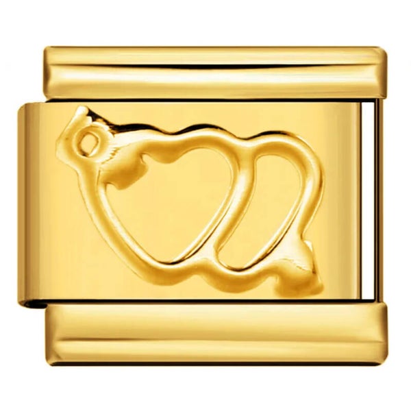 Gold stainless steel double heart charm