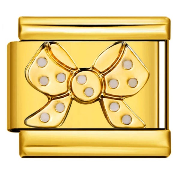 Gold stainless steel bow charm