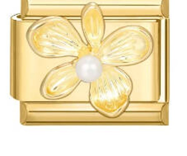 Stainless steel gold flower charm