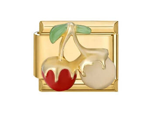 Stainless steel gold cherry charm