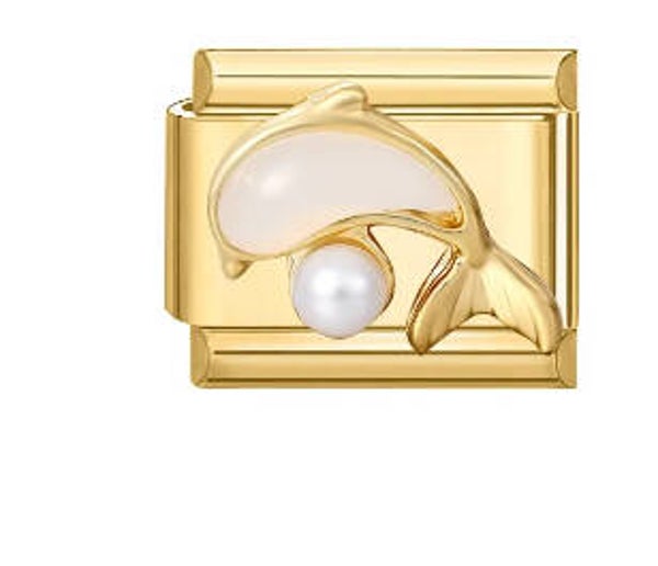 Stainless steel gold dolphin charm
