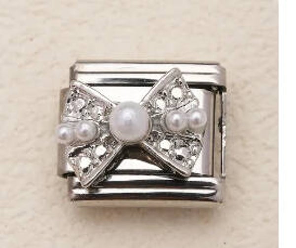 Stainless steel silver bow charm