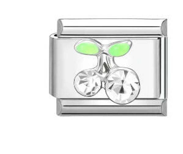 Stainless steel silver cherry charm