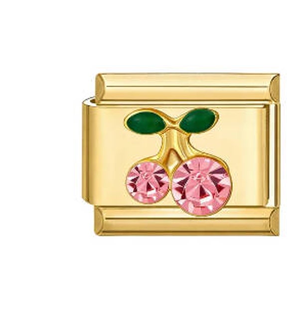Stainless steel gold cherry charm