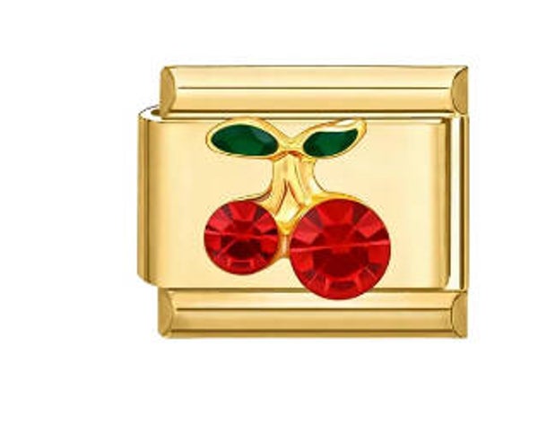 Stainless steel gold cherry charm