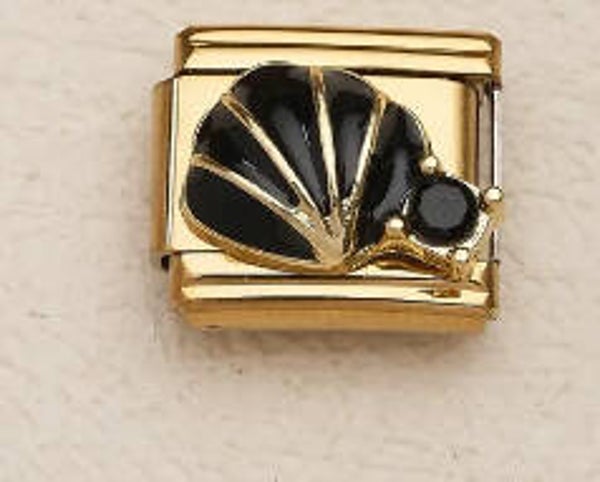 Gold & black shell charm
