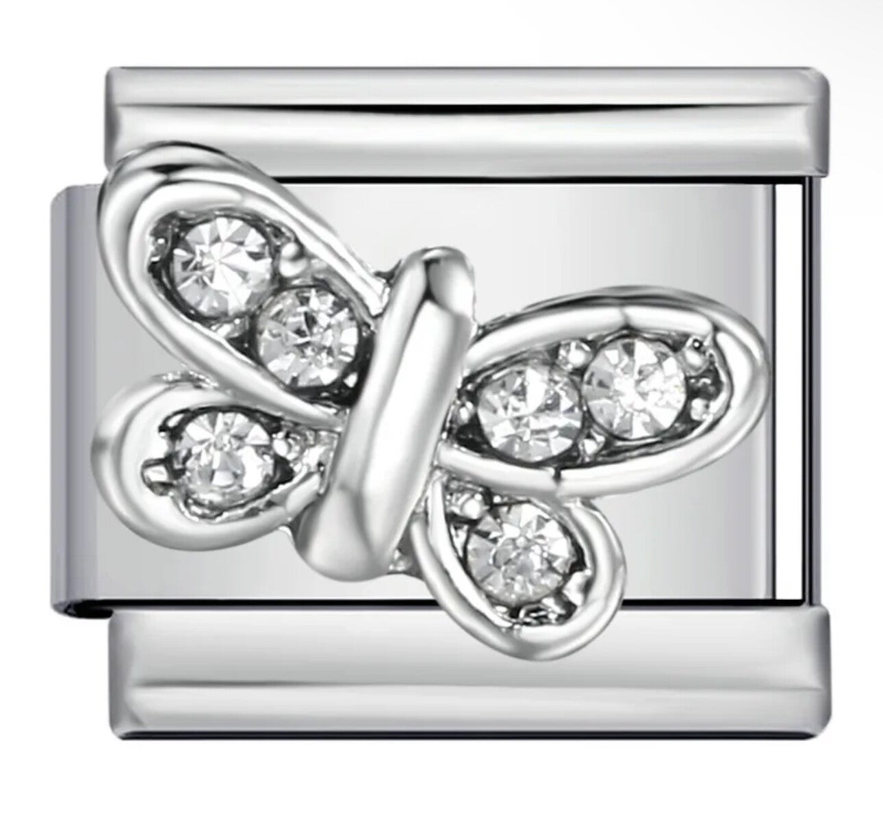 Silver stainless steel butterfly charm