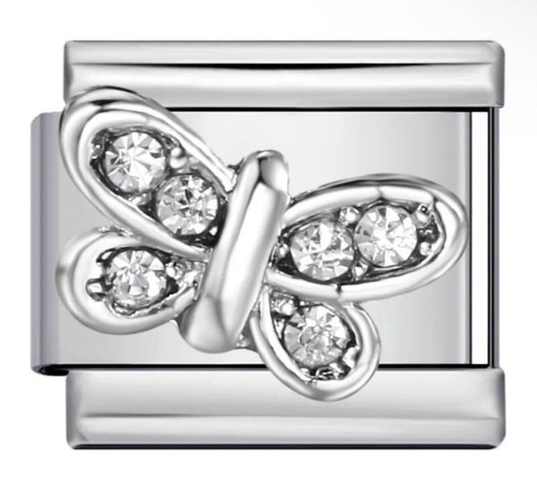Silver stainless steel butterfly charm