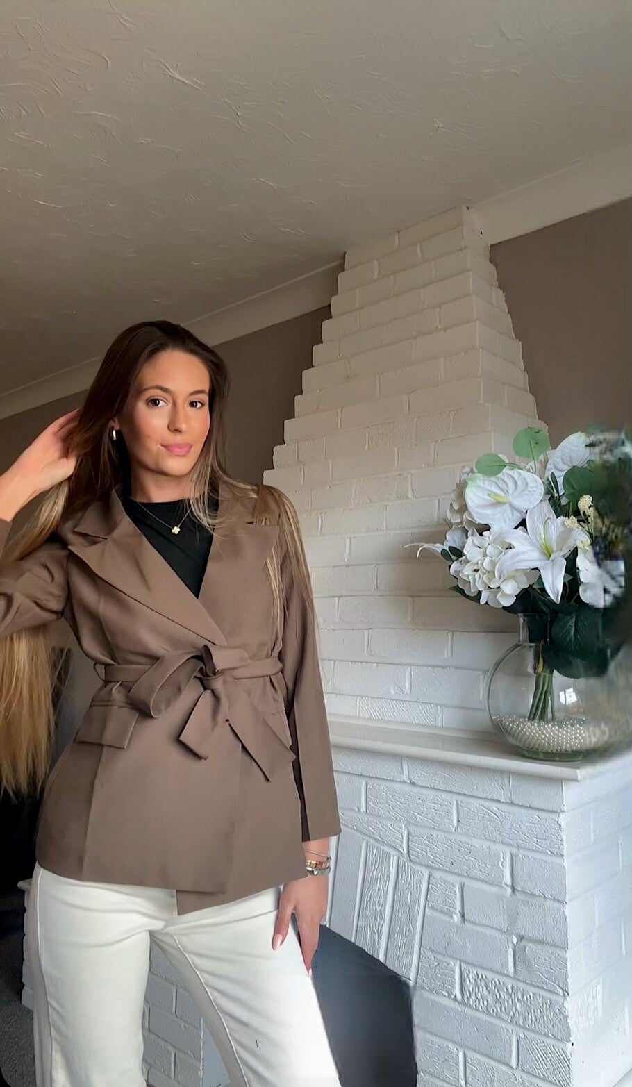Brown belted blazer