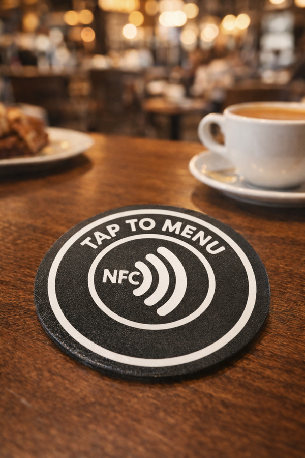 NFC Onderzetter “Tap to Menu” – Digitale Menukaart voor Horeca | Contactloos & Professioneel