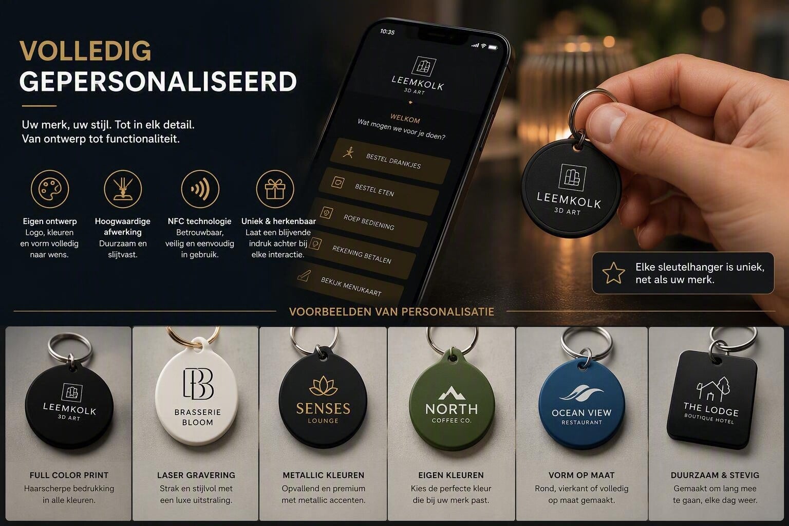 Klant gebruikt NFC sleutelhanger om gegevens te delen