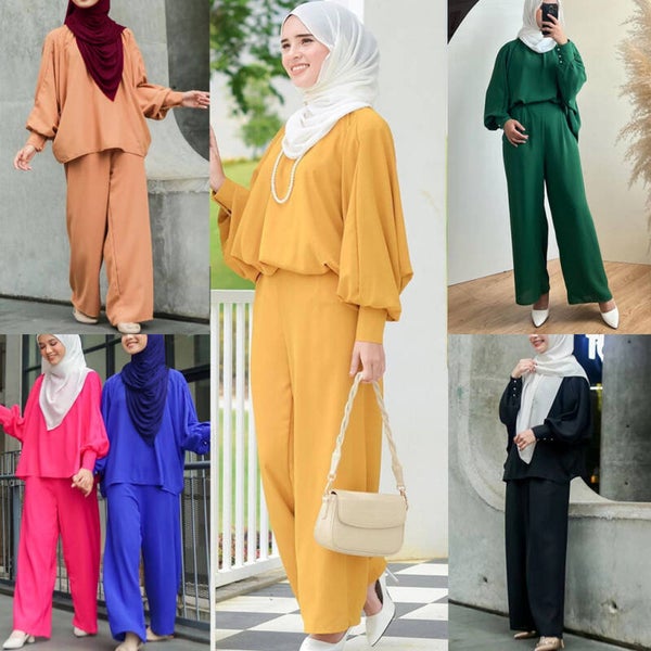 Ensemble deux pièces de style décontracté et relax (mode islamique) – Malaisie/Indonésie