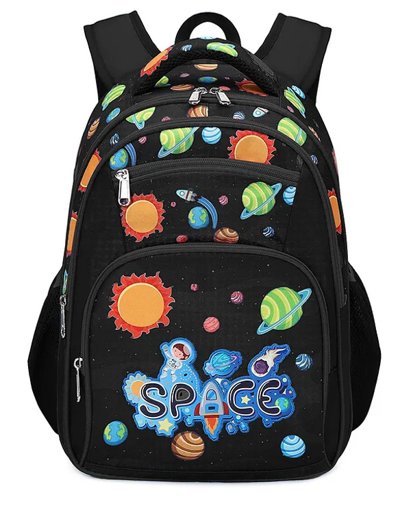 Sac d'école premium noir Space pour enfants - hauteur 16 pouces