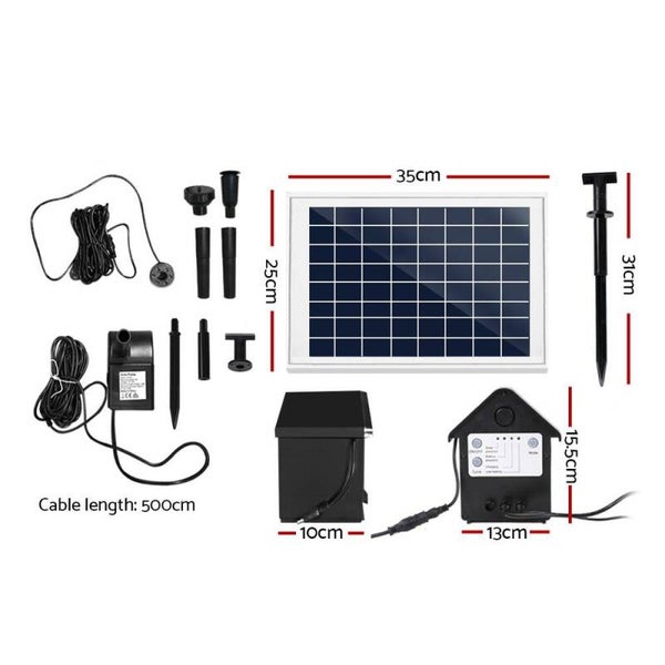 Pompe submersible d’étang solaire Gardeon Fontaine submersible avec kit de batterie