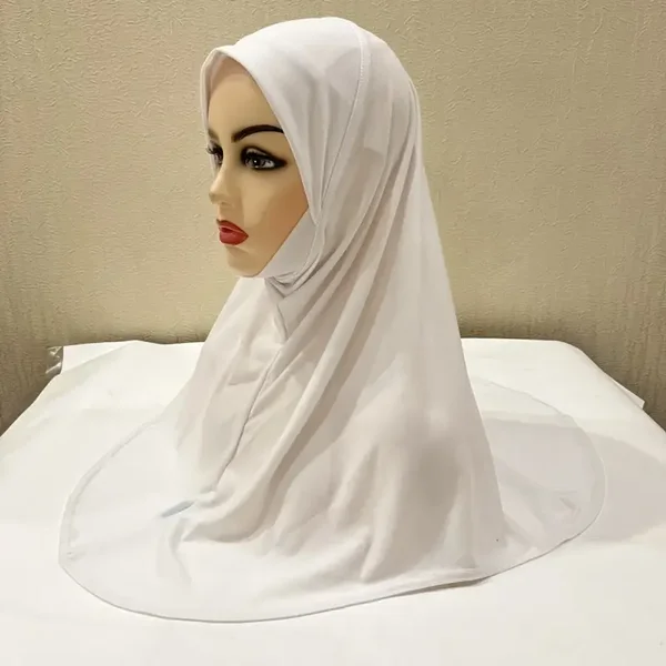 H302 Hijab musulman uni de type Amira pour adolescentes, avec pan sous le menton, qualité supérieure.