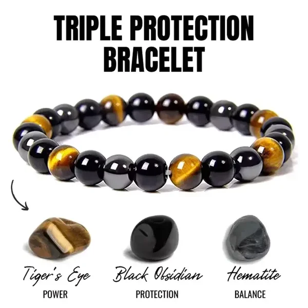 Bracelets de perles œil de tigre en obsidienne noire en obsidienne noire naturelle