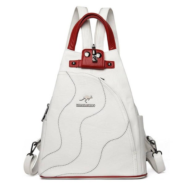 Sac à dos en cuir pour femme avec fermeture éclair – Sac de poitrine / Sac à dos de voyage
