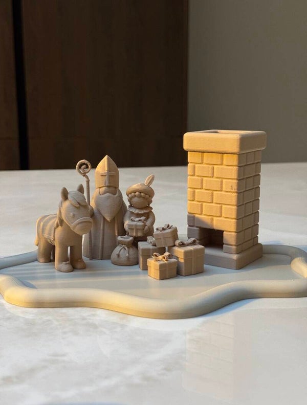 Mini Sinterklaas Set – Sint, Piet, Paard & Schoorsteen 🎁