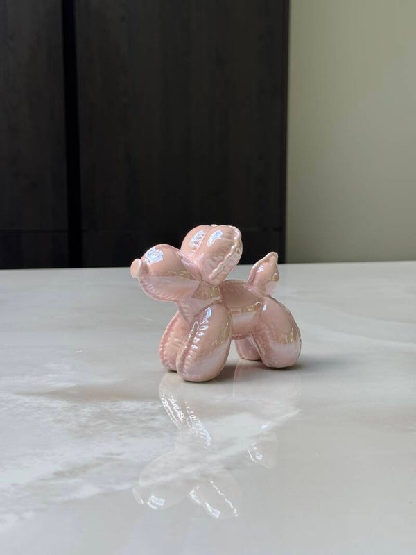 Roze ballonhond beeldje | Keramische woondecoratie