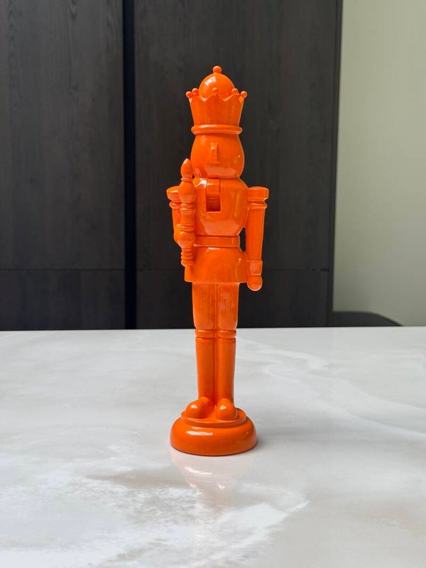 Oranje notenkraker beeld 30 cm | Polyresin kerstdecoratie