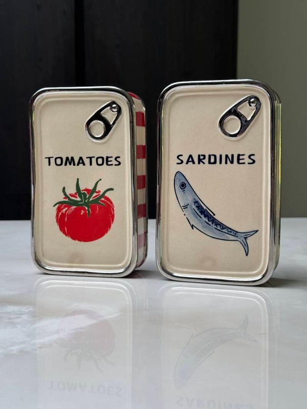 Keramisch blikje voor aan de muur | Sardines & Tomatoes wanddecoratie