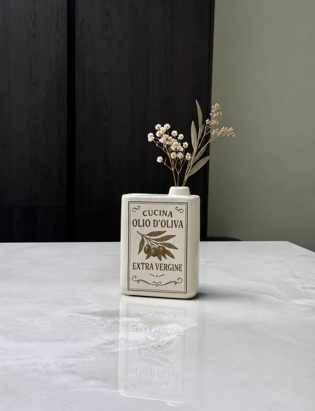 Olijfolie vaasje | Decoratief aardewerk flesje voor bloemen of als object