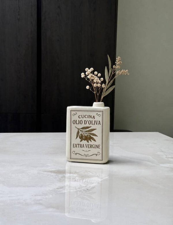 Olijfolie vaasje | Decoratief aardewerk flesje voor bloemen of als object