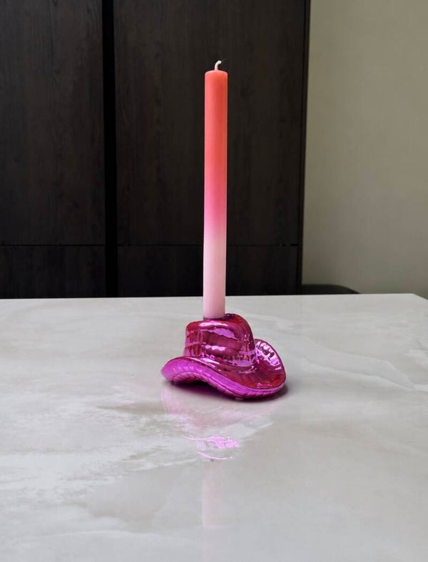 Roze cowboy hoed kaarsenhouder | House Vitamin