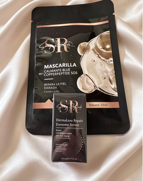 PACK TRATAMIENTO EXOSOMAS FACIAL MAS MASCARILLA REGENERATIVA CON  PÉPTIDOS CON DE COBRE AZUL
