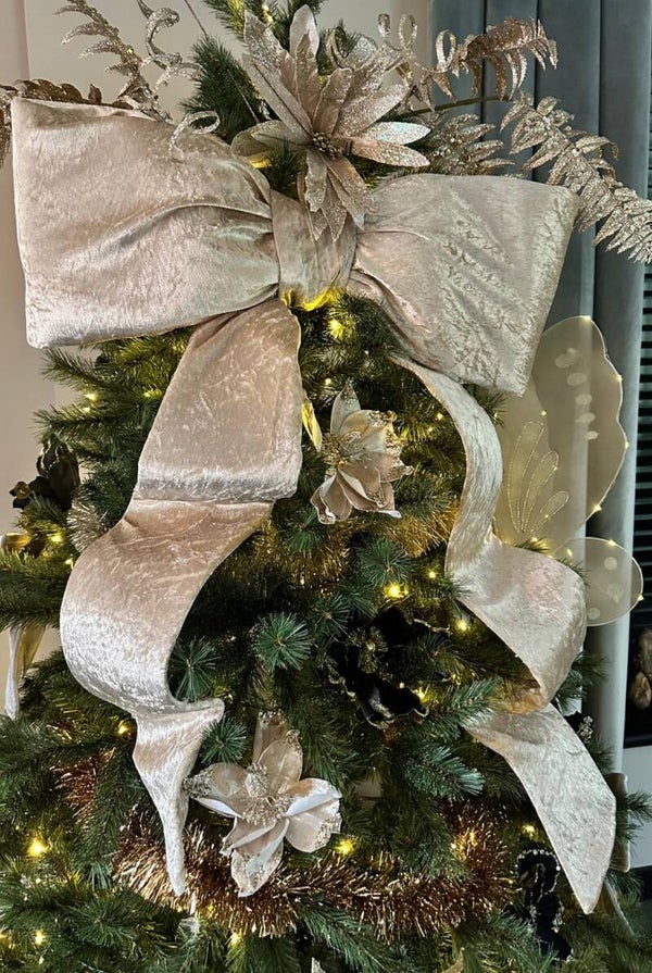 Grote strik kerstboom - Taupe