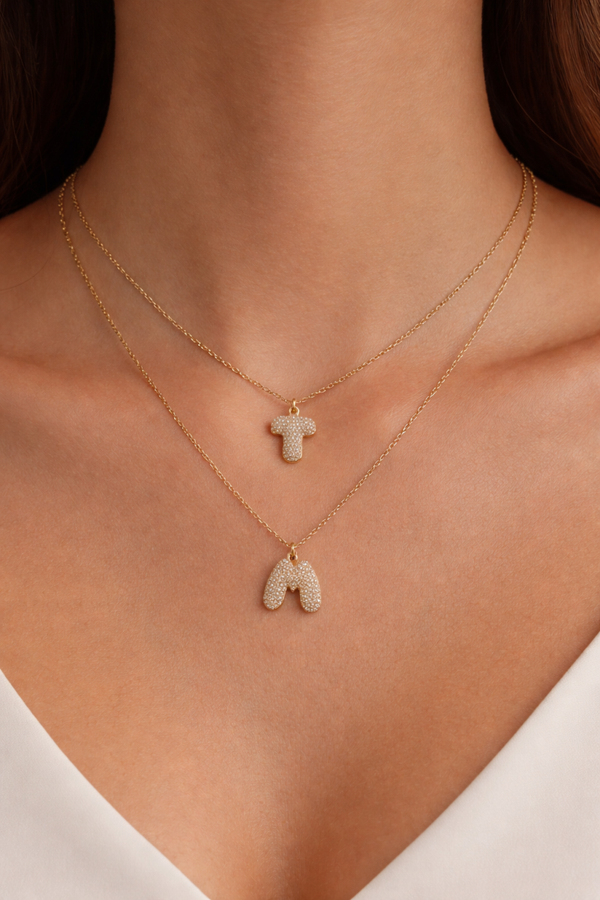 Bubble initial necklaces — GOLD