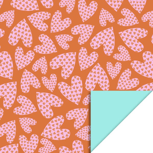 Cadeaupapier  |  Harten  |  Cognac  |  70CM x 3M
