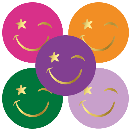 Cadeaustickers  |  Smileys met ster  |  50mm  |  10 stuks