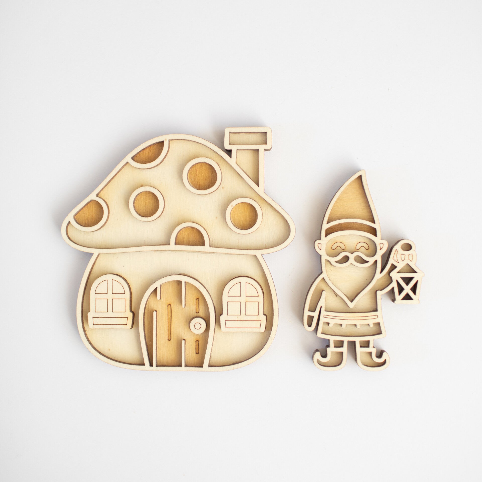 Houten speeltray  |  Miniset  |  Kabouter & huisje