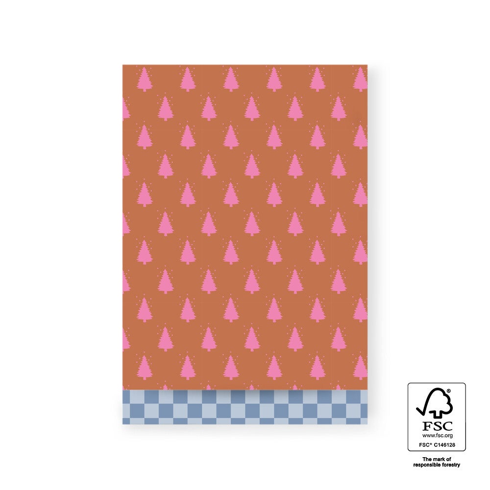 Cadeauzakje  |  X-mas  |  Tree  |  Cognac Pink  |  17x25 cm  |  5 stuks