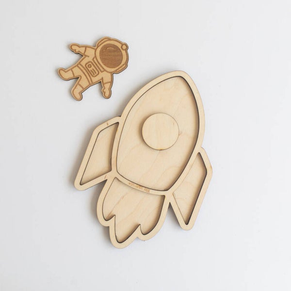 Houten speeltray  |  Raket met astronaut