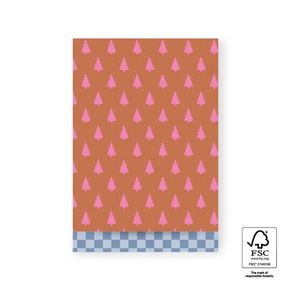 Cadeauzakje  |  X-mas  |  Tree  |  Cognac Pink  |  17x25 cm  |  5 stuks