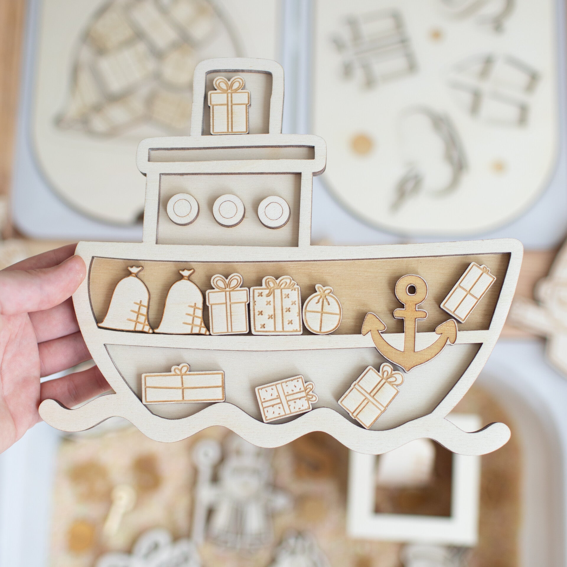 Houten speeltray  |  De pakjesboot