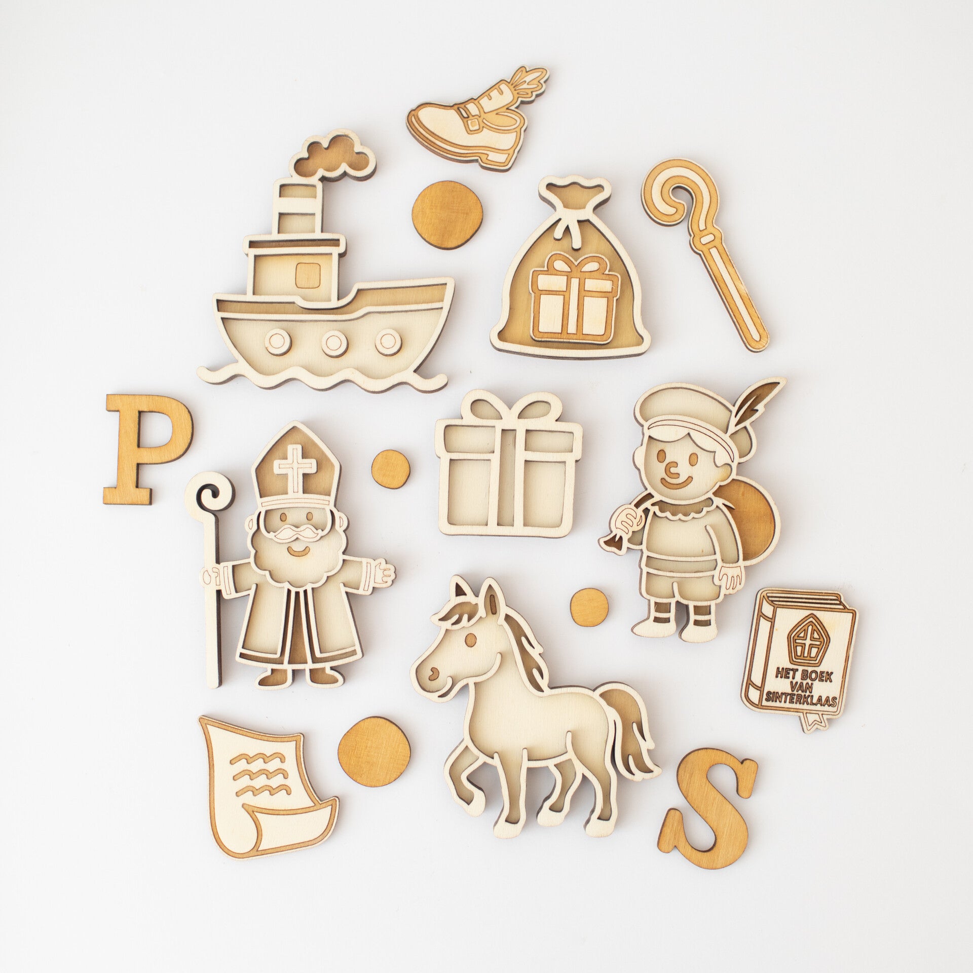 Houten speeltray  |  Miniset  |  Sint & Piet met extra figuurtjes