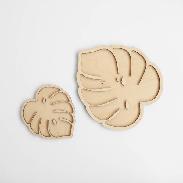 Houten speeltray  |  Set  |  Bladeren