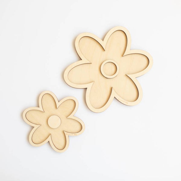 Houten speeltray  |  Set  |  Bloemen
