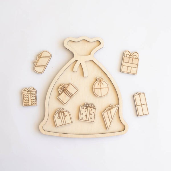 Houten speeltray  |  De zak van sinterklaas!