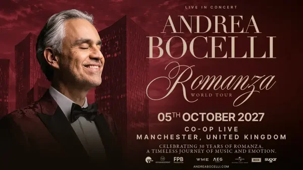 Andrea Bocelli Romanza World Tour 5th October 2027 CO-OP LIVE OFFSITE PARKING AT ETIHAD PARKING