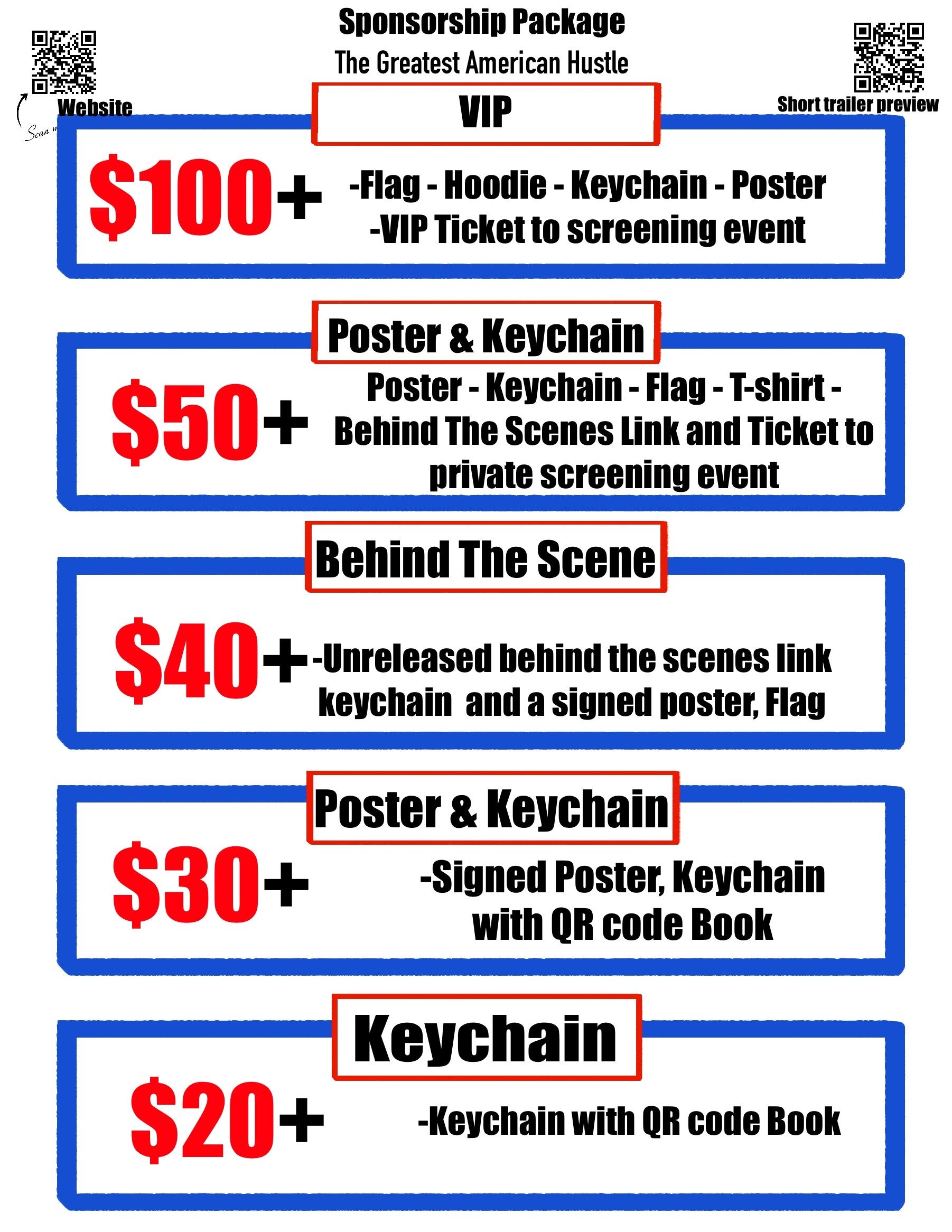 The Greatest American Hustle Sponsorship Package Poster & Keychain