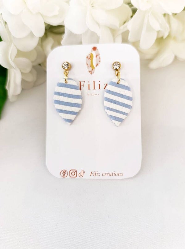 Dolce Vita bleue _ Ficus _ Boucles d'oreilles _ Rayures