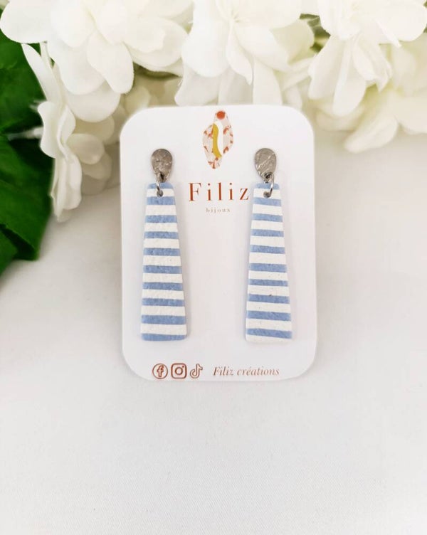 Dolce Vita Bleue _ Élance _ Boucles d'oreilles _ Rayures