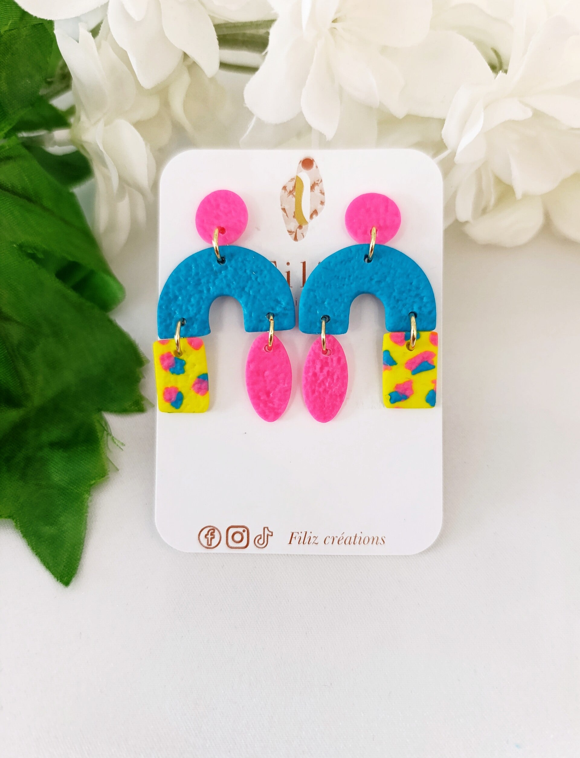 Bonheur  _ Arche bleu _ Boucles d'oreilles