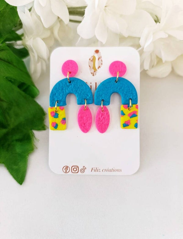 Bonheur  _ Arche bleu _ Boucles d'oreilles