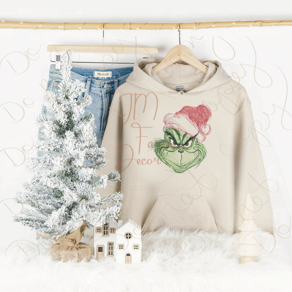Faux Embroidery The Grinch Hoodie